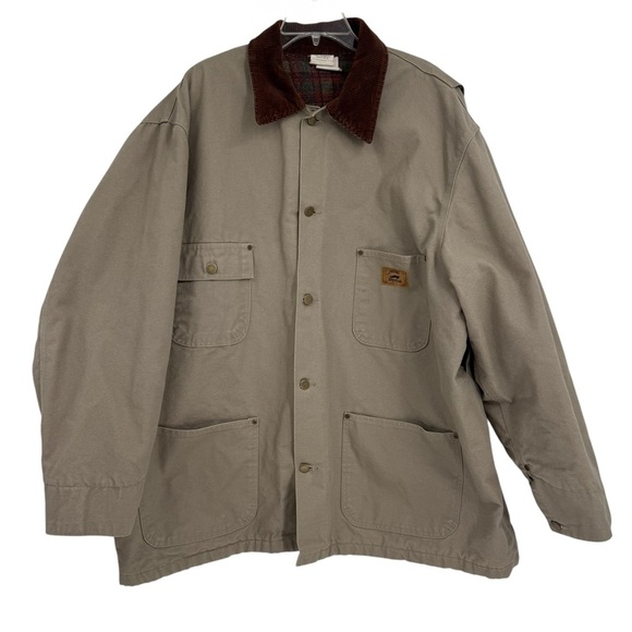Vintage 90s Duxbak Canvas Chore Barn Jacket Coat Size XXL Tan Hunting Lined - Picture 1 of 11